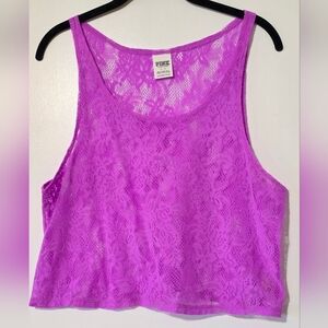 PINK Victoria's Secret Vibrant Lilac Sheer Lace Tank